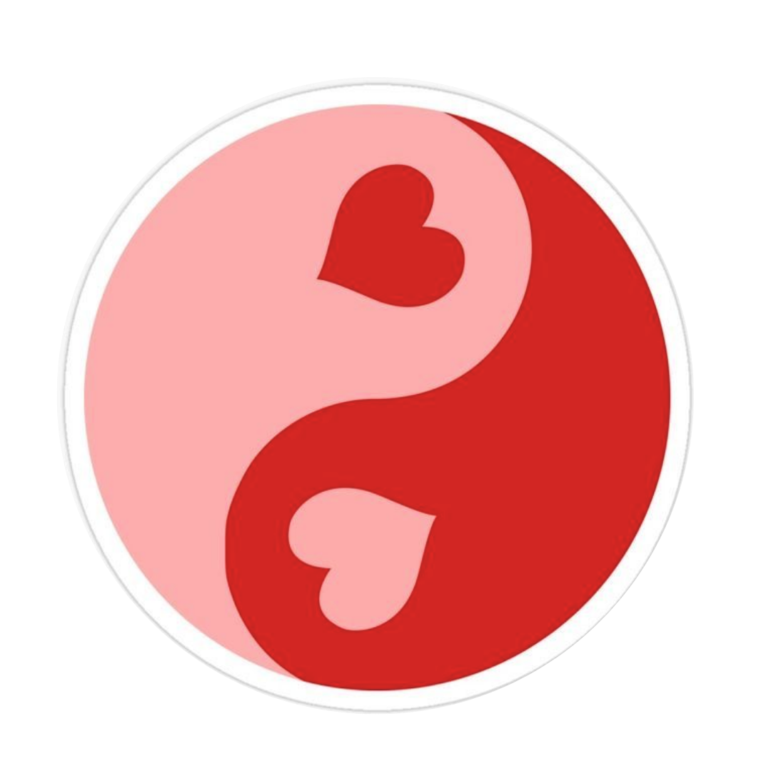 Yin and Yang Heart Tinplate Badge