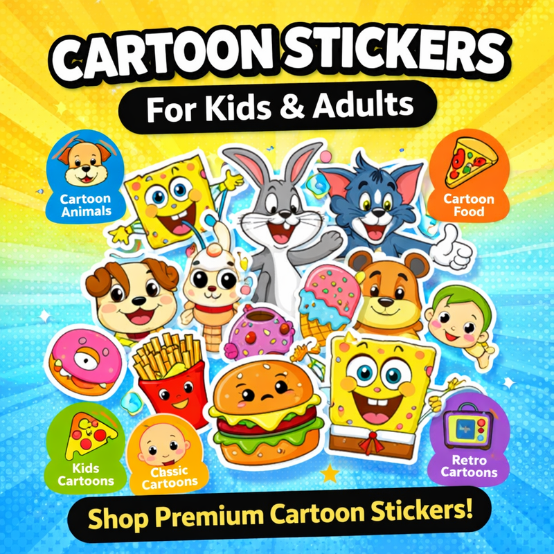 Cartoon Stickers for Kids & Adults | Fun Cartoon Designs