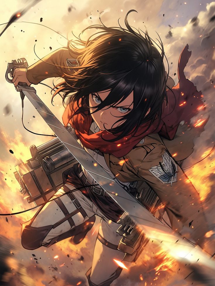 Mikasa Ackerman Attack on Titan Anime Stickers | StickerBD