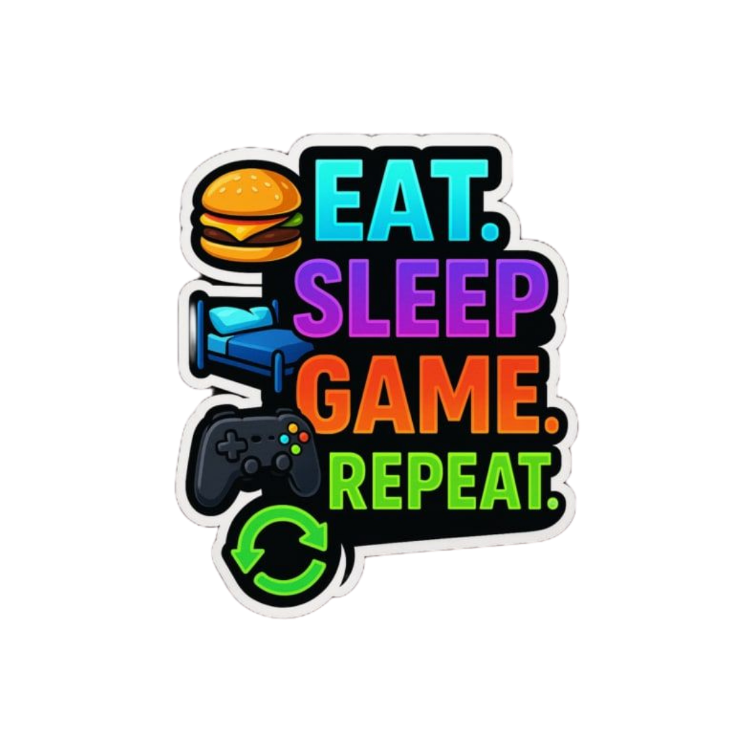 Eat Sleep Game Repeat Gamer Sticker