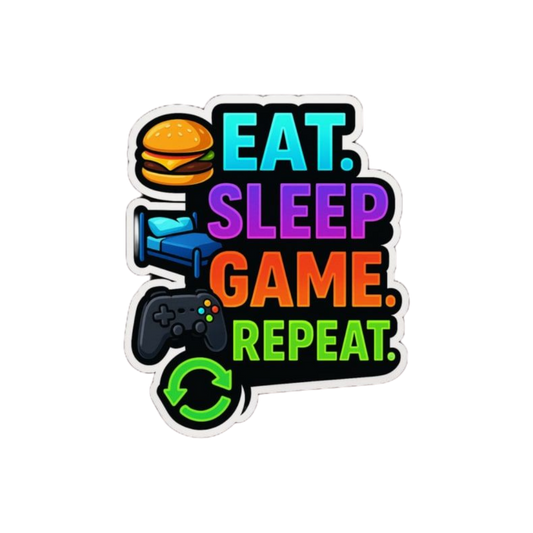 Eat Sleep Game Repeat Gamer Sticker