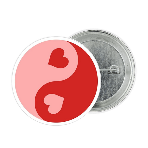 Yin and Yang Heart Tinplate Badge